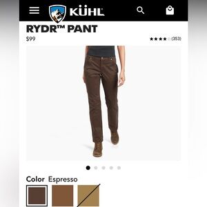 KUHL RYDR PANT; Size 16 long